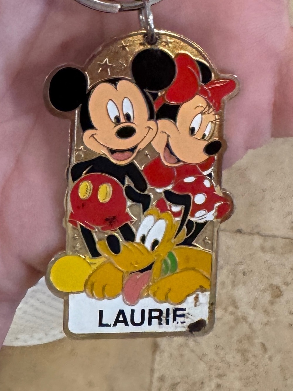 Disney Demi Mickey, Minnie & Pluto Personalized Keychain in Red, Yellow, Black